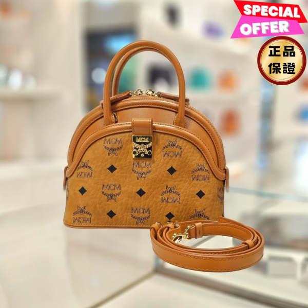 MCM Tracy Visetos 弧形拉鍊貝殼包 干邑色 MCM, 貝殼包, Tracy Tote, 韓國製造, Visetos帆布, 皮革設計, 時尚單品