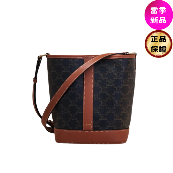 Celine 191442 凱旋門老花 Bucket 小款水桶包 Celine, 191442, 凱旋門老花小款 Bucket 水桶包, 義大利製造, Triomphe帆布, 小牛皮, 時尚單品