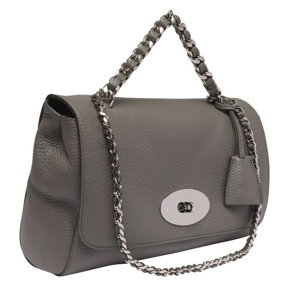 Mulberry HH6634 軟厚粒紋小牛皮手提肩背Lily 包   炭灰色 