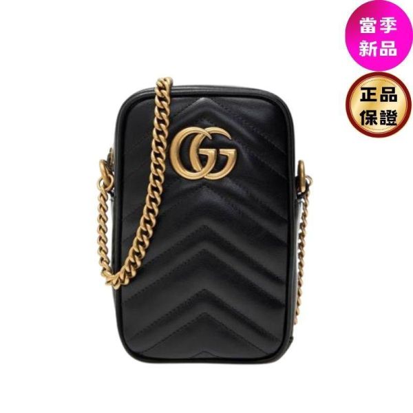 Gucci 598597 GG Marmont 迷你單肩包  黑色 ucci, GG Marmont, WOC, 迷你單肩包, 小牛皮, 黑色, 義大利製造