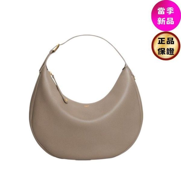 Celine 大款柔軟顆粒小牛皮 Lulu 彎月包  鴿灰色 Celine,Large Lulu,顆粒小牛皮,奶油色手袋,大容量托特包