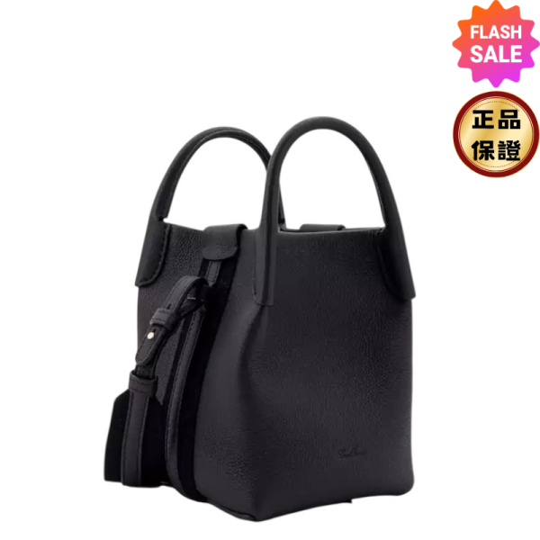 Loro Piana 錘紋小牛皮 Micro  Bale 水桶包  黑色 Loro Piana, Micro Bale Bag, Grained Calfskin, 義大利製造, 小牛皮, 麂皮內裡, 實用設計, 時尚單品, 百搭風格, 可調肩帶