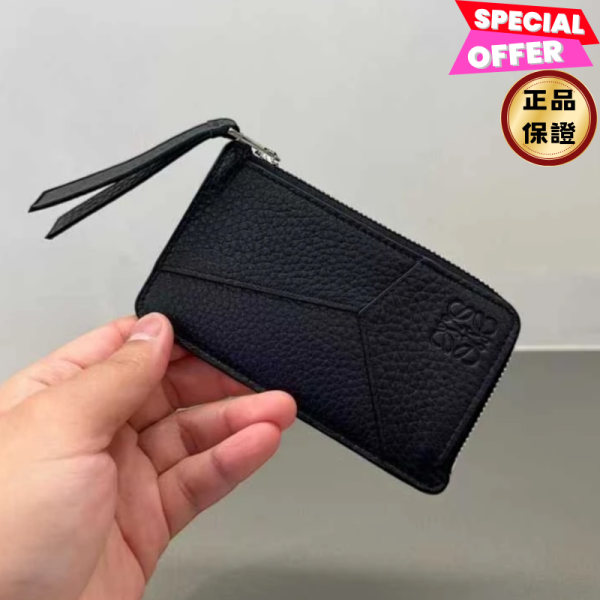 Loewe柔軟粒面小牛皮 Puzzle Coin Cardholder 零錢卡夾 黑色 Loewe, Puzzle, Cardholder, 卡夾, 小牛皮, 西班牙製造