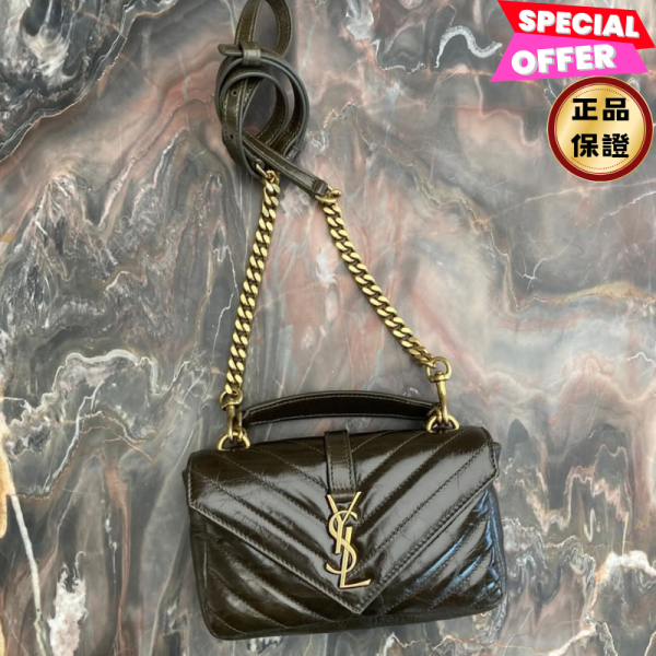 Saint Laurent 779430 YSL 迷你 College 學院包    麝香棕/金鍊 Saint Laurent, YSL, College 包, 迷你學院包, 小牛皮, 義大利製造