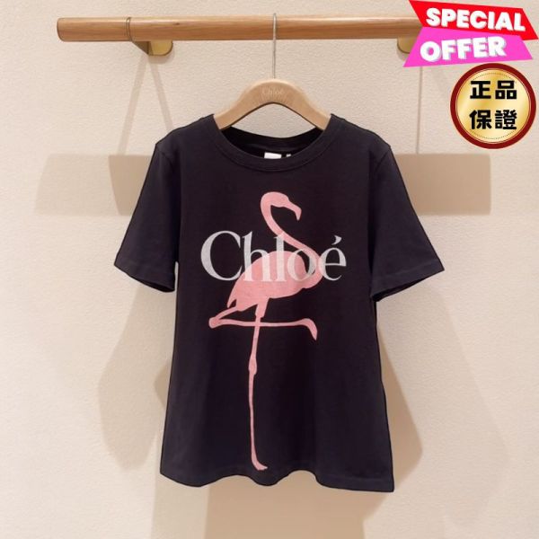 Chloe 女款 Baby Fit 烈火鳥 Logo T-shirt   黑色/粉色  XS/S/M Chloe T-shirt,Baby Fit 上衣,有機棉 T-shirt,精品短袖,Logo 上衣