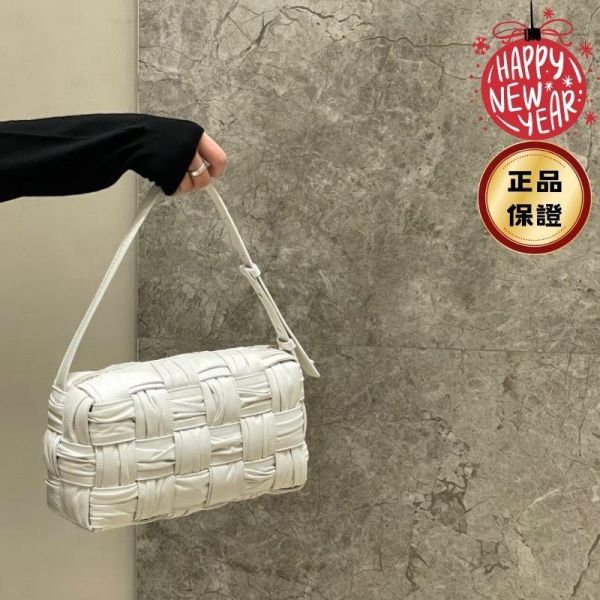 Bottega Veneta 717090 Brick 皺褶枕頭包  白色 Bottega Veneta, Brick, 皺褶枕頭包, 小羊皮, 白色, 義大利製造