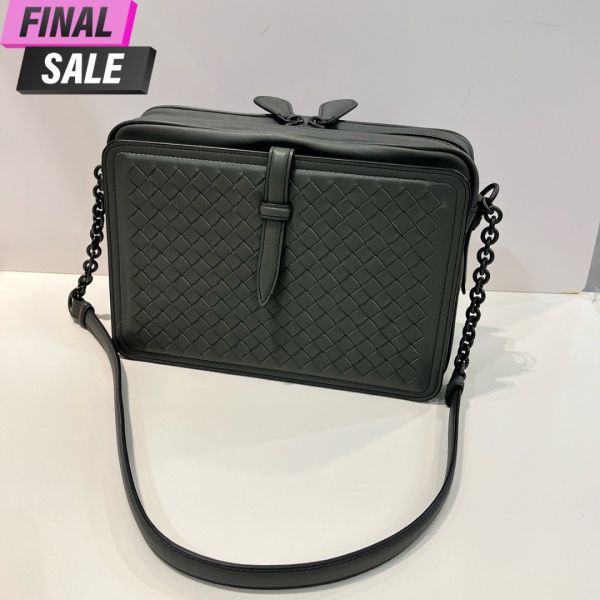 Bottega Veneta 396485 多隔層編織相機包     灰色 Bottega Veneta 396485 多隔層編織相機包  黑色