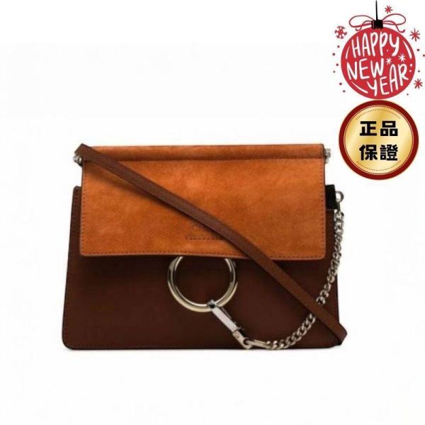 Chloe 小款 Faye 麂皮小牛皮金鍊斜背包  焦糖色 Chloe, Faye, 小款斜背包, 麂皮小牛皮, 焦糖色