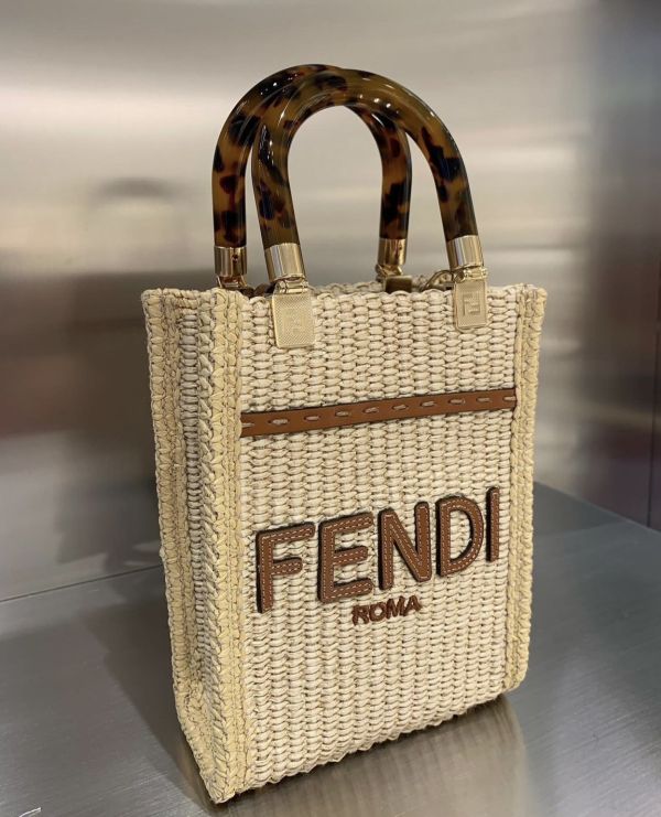 Fendi 8BS051 草編及小牛皮Sunshine 包  自然色 Fendi 8BS051 草編及小牛皮Sunshine 包  自然色