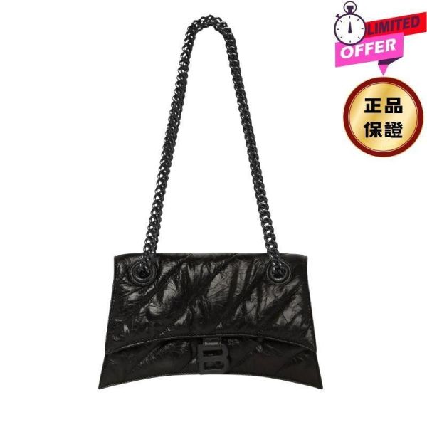 Balenciaga 716351 Crush 絎縫小號鏈條包   黑色 ALL BLACK Balenciaga Crush包, 小號鏈條包, 黑色絎縫包, 啞光金屬包, 奢華名牌包, 義大利製造包款。精品平行輸入,100%真品,專櫃真品保證,台灣精品代購