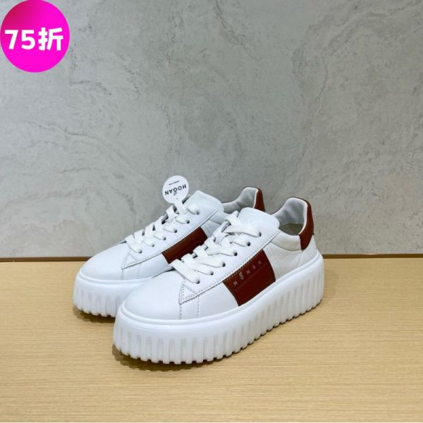 Hogan 女款 H-Stripes 光滑皮革6公分厚底運動鞋  白配深紅色  EU35/36/37/38 Hogan、H-Stripes、光滑皮革、運動鞋、白黑色、HGN86標誌、義大利製奢侈品鞋履、記憶泡綿、輕量鞋底、精品運動鞋推薦、精品運動鞋評價、精品運動鞋價格、平行輸入、100%真品、專櫃真品保證、限時優惠、精品鞋履哪裡買
