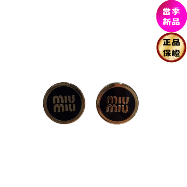 Miu Miu 5IO213 搪瓷金屬夾式耳環  黑色 Miu Miu, 搪瓷金屬耳環, 黃銅, 義大利製造, 時尚單品