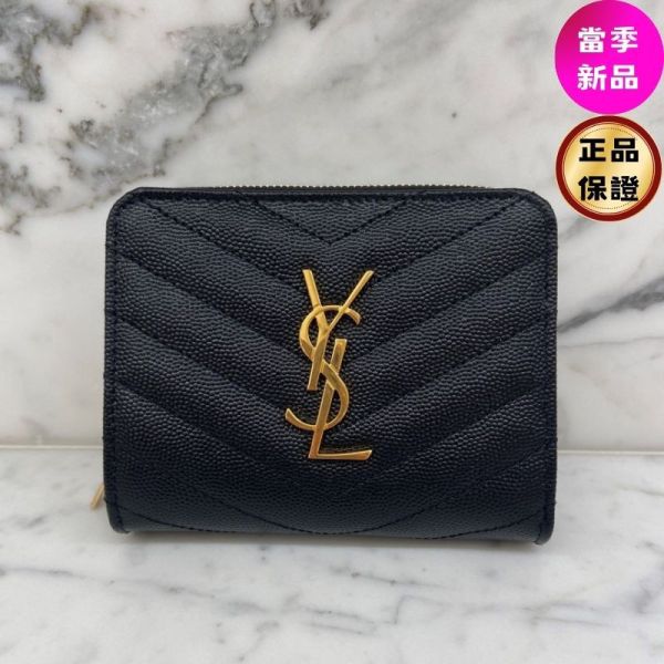 Saint Laurent YSL 668288   Cassandre Matelassé 荔枝皮短夾    黑色 Saint laurent, Cassandre, 荔枝皮短夾, YSL 短夾, 黑色皮夾, 義大利製