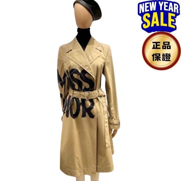 DIOR 女款 Miss Dior 塗鴉印花棉質華達呢風衣  EU 40 DIOR, Miss Dior, 塗鴉印花, 棉質華達呢, 法國精品