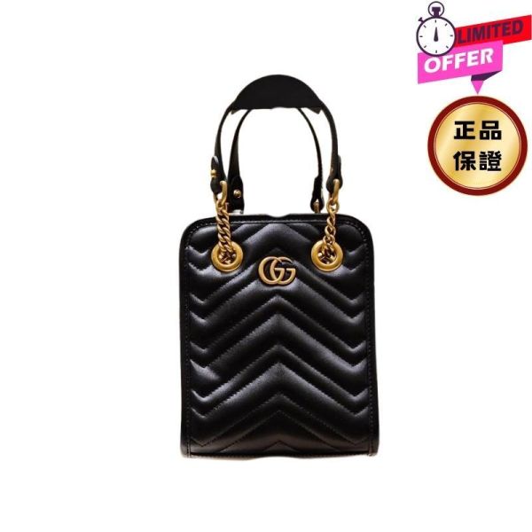 Gucci ‎696123 GG Marmont 绗缝肩背迷你包/手機包  黑色﻿ Gucci GG Marmont購物包,迷你肩背包,手機包