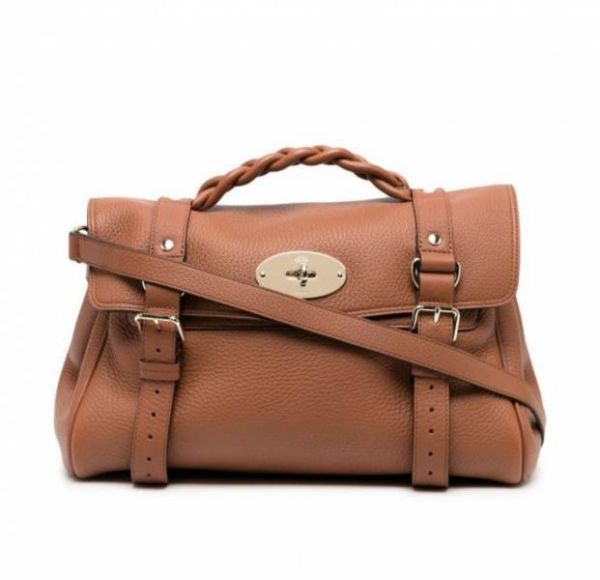 Mulberry HH6746 金屬扭鎖粗粒面小牛皮 Alexa 包  栗子色 