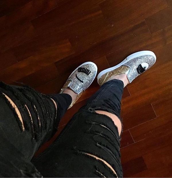 Chiara Ferragni  CF870 金銀配色眨眼厚底樂福鞋  EU 35/36/37/38 