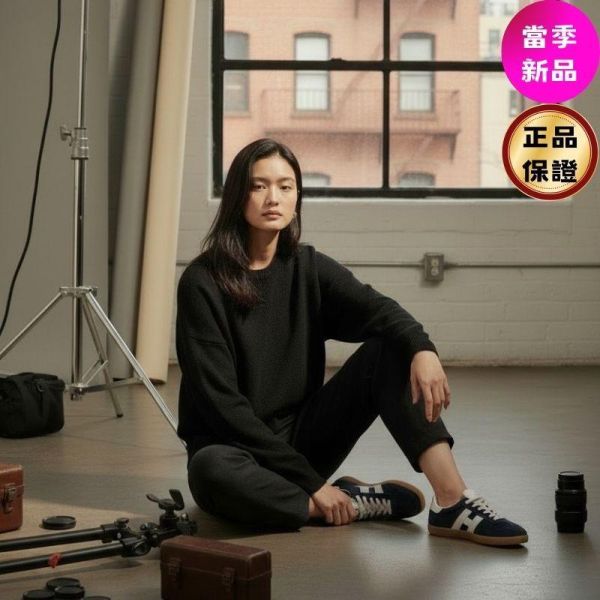 Hogan 女款 Cool 絨面革網眼拼接運動鞋   黑色/底高2.5公分  IT35/36/36.5/37.5/38/38.5/41 Hogan Cool,運動鞋,拼接休閒鞋,義大利製女鞋,H字標誌鞋款