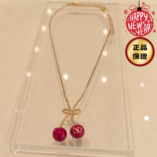Valentino Cherryfic 金屬琺瑯櫻桃項鍊 Valentino, Cherryfic, 櫻桃項鍊, 金屬琺瑯, VLogo, 精品飾品, 義大利製造