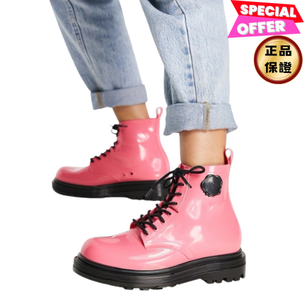 Melissa x Viktor & Rolf 果凍橡膠短靴  粉色﻿  IT37/38/39/40/41.5/44 Melissa, Viktor & Rolf, Lace-Up Ankle Boots, 防水, 100%可回收, 巴西製造, Rangers風格, 實用設計, 時尚單品, 街頭穿搭