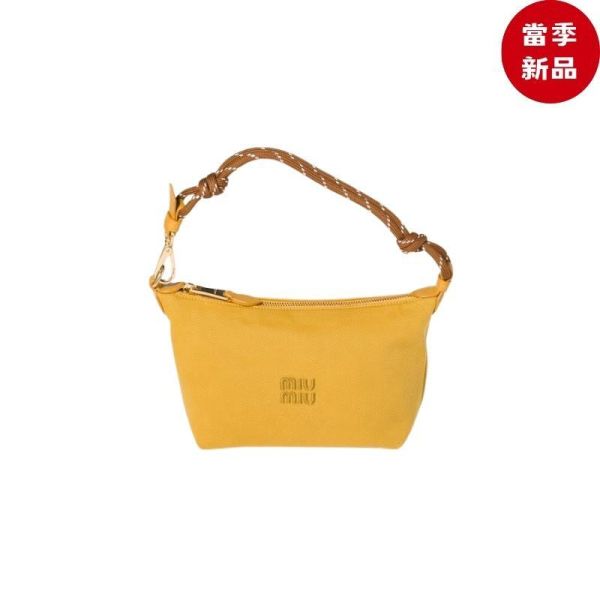 Miu Miu 5NE841 Spirit 華達呢化妝袋  黃玉/白蘭地色 Miu Miu, IVY手袋, 小牛皮, 義大利製造, 時尚單品