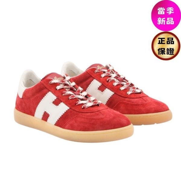 Hogan 女款 Cool 絨面革網眼拼接運動鞋   紅色/底高2.5公分  IT36/36.5/37/38/38.5/39/40/41 Hogan Cool,運動鞋,拼接休閒鞋,義大利製女鞋,H字標誌鞋款