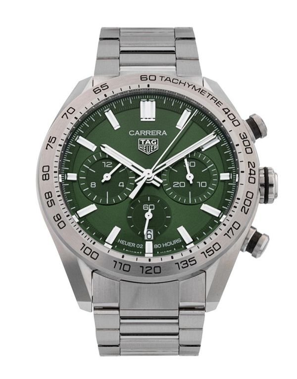 TAG Heuer Carrera Chronograph 綠面自動計時腕錶 44mm Tag Heuer Carrera, 計時腕錶, 綠面自動錶, TAG豪雅錶推薦, Carrera運動錶, 瑞士自動機芯, 豪雅Heuer02, 陶瓷錶圈錶, TAG Heuer真品, 精品手錶限時優惠