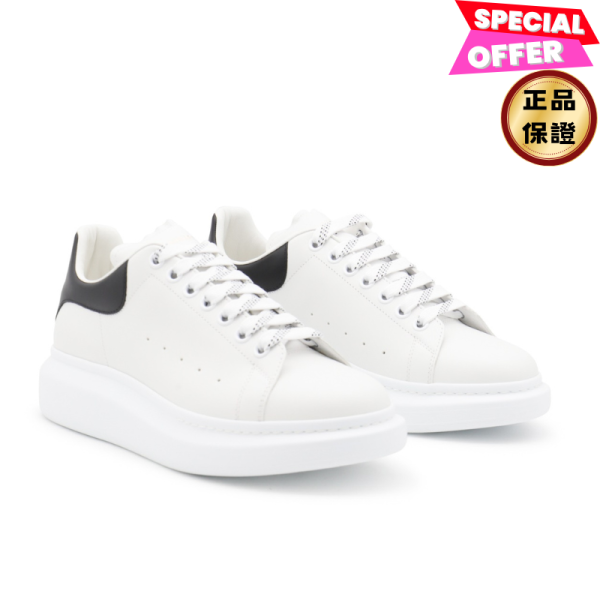 Alexander McQueen Oversized 女款厚底球鞋  黑尾/增高5公分    IT 35/36/37/38/39 Alexander McQueen, Oversized Sneaker, White/Black, 義大利製造, 小牛皮, 麂皮細節, 實用設計, 時尚單品, 街頭風格, 超大鞋底