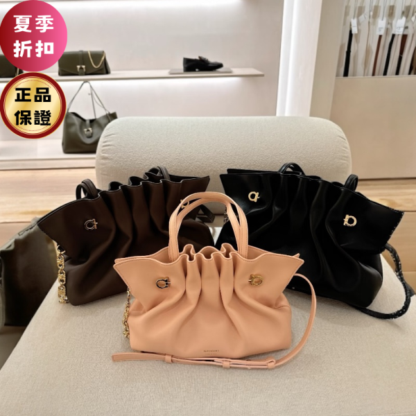 Ferragamo 219959 小款納帕皮Soft 包  粉色 Ferragamo單肩包,Ferragamo Soft-bag,Ferragamo Gancio包,粉色納帕皮包,義大利精品女包,Ferragamo母親節推薦,精品平行輸入,100%真品,小號肩背包推薦,限時精品優惠