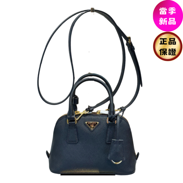 Prada 1BA851 Saffiano 迷你貝殼包 黑色 Prada, Promenade Saffiano Leather Mini-Bag, 黑色, Saffiano 皮革, 義大利設計, 琺瑯三角標誌, 實用設計, 時尚單品, 迷你手袋