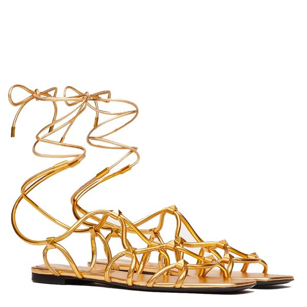 Valentino 女款 Rockstud 繫帶平底涼鞋    IT 35/36/37/38.5/39 