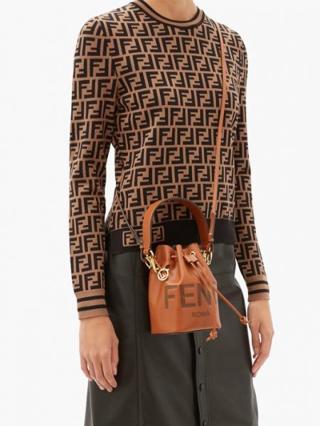 Fendi  8BS010 迷你 Mon Tresor 小牛皮水桶包   棕色 Fendi  8BS010 迷你 Mon Tresor 小牛皮水桶包   棕色