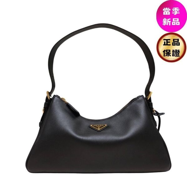 Prada 1BC229  Aimée 中款小牛皮肩背包  黑色 Prada, Aimée, 肩背袋, 皮革, 黑色, 義大利製, 中號