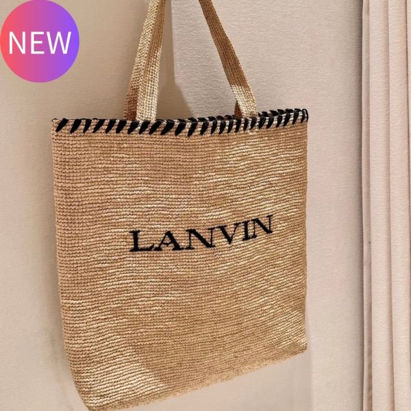 Lanvin  拉菲草編織托特包  自然色/黑色 Lanvin  拉菲草編織托特包  自然色/黑色