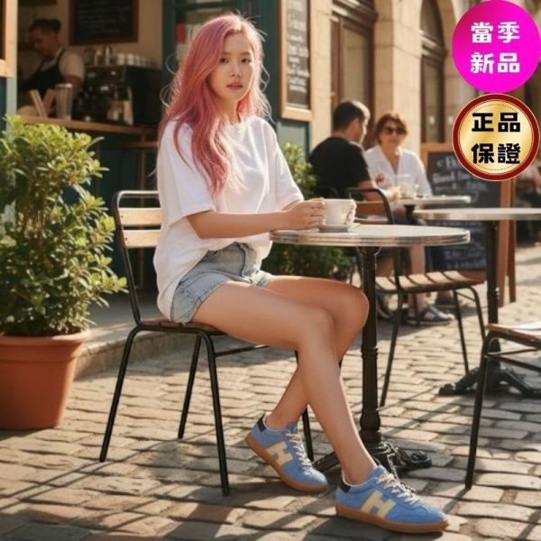 Hogan 女款 Cool 絨面革拼接德訓運動鞋  藍色/底高2.5公分  IT36/36.5/37/37.5/38/38.5/39/40 Hogan Cool,運動鞋,拼接休閒鞋,義大利製女鞋,H字標誌鞋款