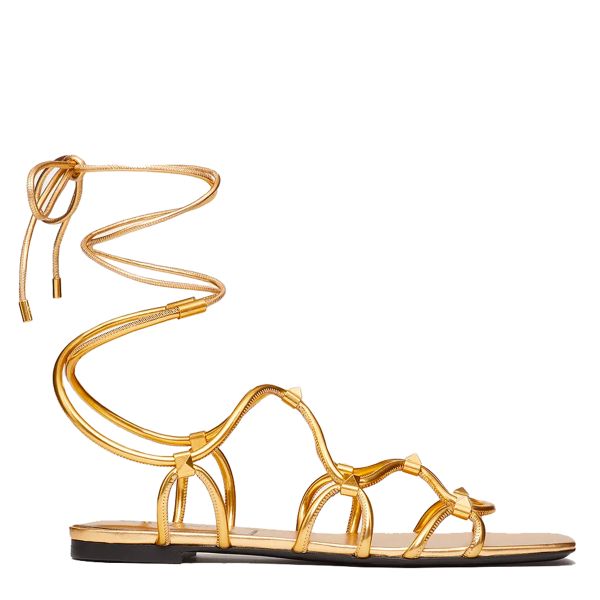 Valentino 女款 Rockstud 繫帶平底涼鞋    IT 35/36/37/38.5/39 