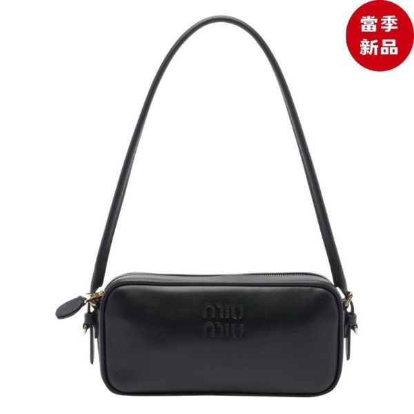 Miu Miu 5NE024 Beau 小牛皮肩背包   黑色 Miu Miu, Matelassé, 納帕軟皮, 化妝袋, 義大利製造, 時尚單品