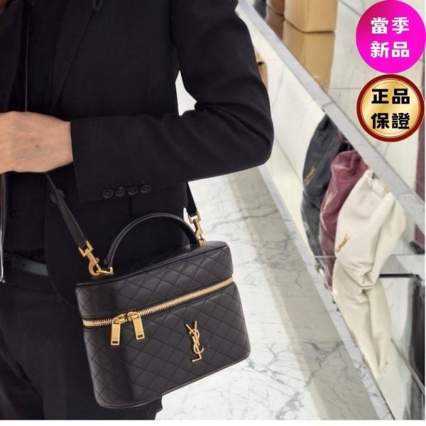 Saint Laurent 851572 GABY Vanity Large 菱格小羊皮化妝包  黑色 Saint Laurent,GABY Vanity,YSL化妝包,小羊皮手袋,義大利製造