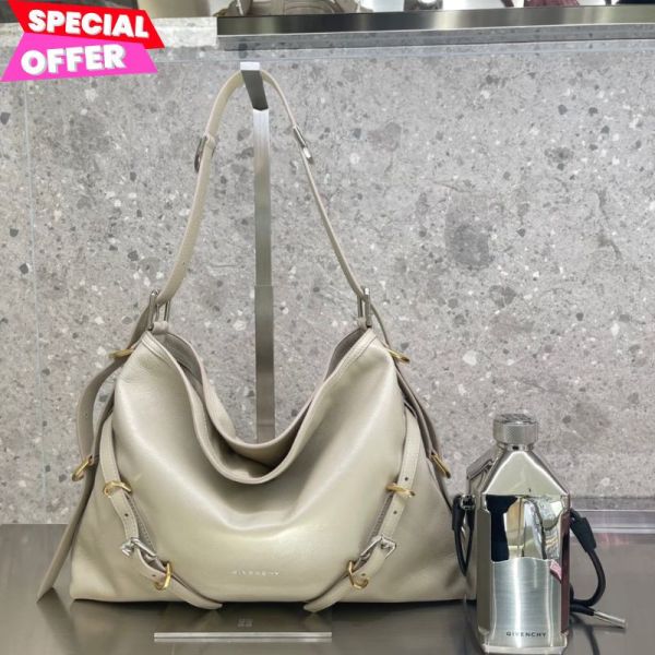 Givenchy 壓紋小牛皮中款 Voyou 包   米色 Givenchy Voyou 包, Givenchy 肩背包, Voyou 中款包, 小牛皮名牌包, 米色精品包, Givenchy 三用包推薦, 義大利精品包款, 100%真品, 精品平行輸入, Givenchy 壓紋包