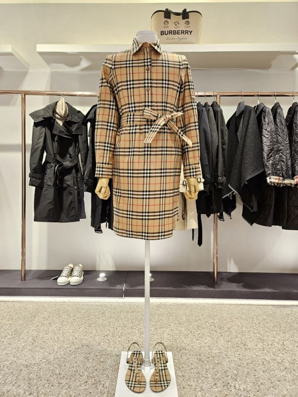 Burberry 80267371 格紋棉質襯衫式洋裝  UK4/6 