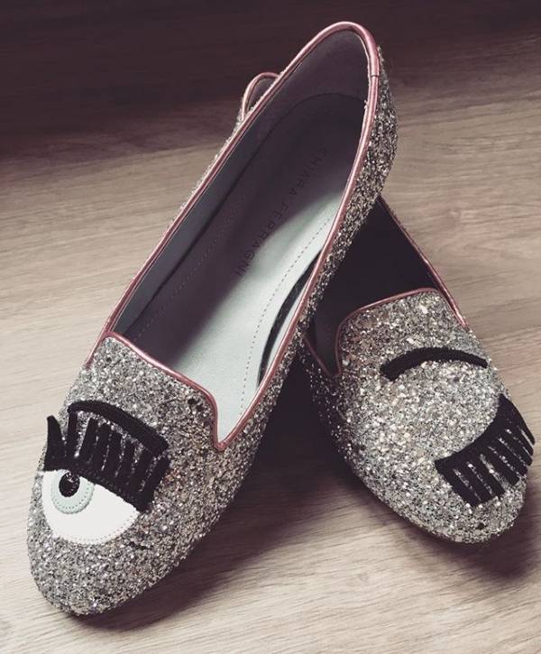Chiara Ferragni CF 800 銀色粉紅滾邊眨眼低跟樂福鞋   IT  35/36/37/38 