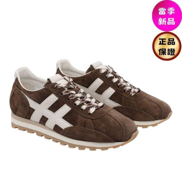 Hogan 女款 86er 麂皮復古阿甘運動鞋  深咖啡色/底高4公分  IT37/37.5/38/39 Hogan Athletic,復古跑鞋,女款運動鞋,義大利製女鞋,H型鞋釘大底