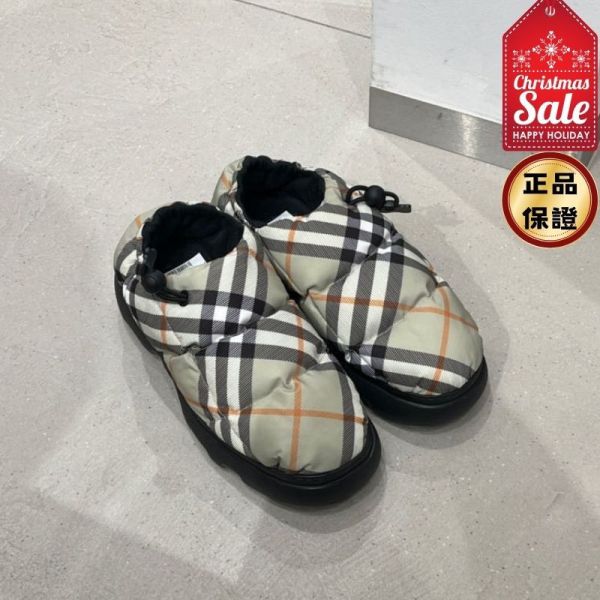 Burberry 80953511 男款格紋枕形襯墊穆勒鞋  米色 IT40/41/42/43/44 Burberry, 穆勒鞋, 格紋鞋款, 尼龍鞋面, 米色, 義大利