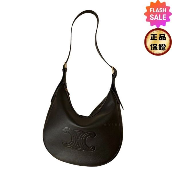 Celine 117253 小款 Heloise Cuir 凱旋門柔軟小牛皮包  黑色/可斜背 Celine 小款 Heloise Cuir Triomphe 柔軟小牛皮包 黑色