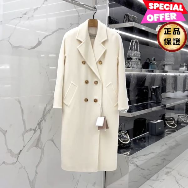 Max Mara 女款 101801 Madame 羊絨喀什米爾混紡經典大衣 象牙白色  IT38/40/42/44 Max Mara 101801 Madame 大衣, 女款經典大衣, 羊絨喀什米爾大衣, 白色長大衣, 秋冬奢華外套