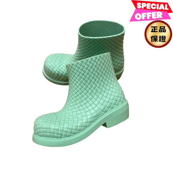 Bottega Veneta 763725 男款編織橡膠踝靴/雨靴 薄荷綠  IT39/40/42 Bottega Veneta, Fireman Rubber Ankle Boots, 黑色, 義大利製造, 橡膠, Intreccio圖案, 實用設計, 時尚單品, 街頭風格, 折扣靴款