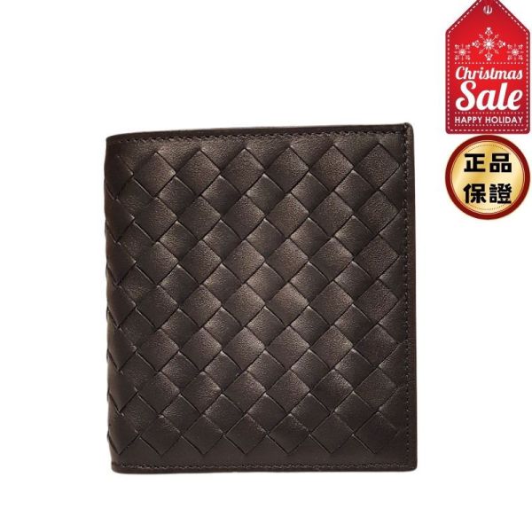 Bottega Veneta 222338 小牛皮編織對開 6卡短夾  黑色 Bottega Veneta 222338 小牛皮編織對開 6卡短夾  黑色