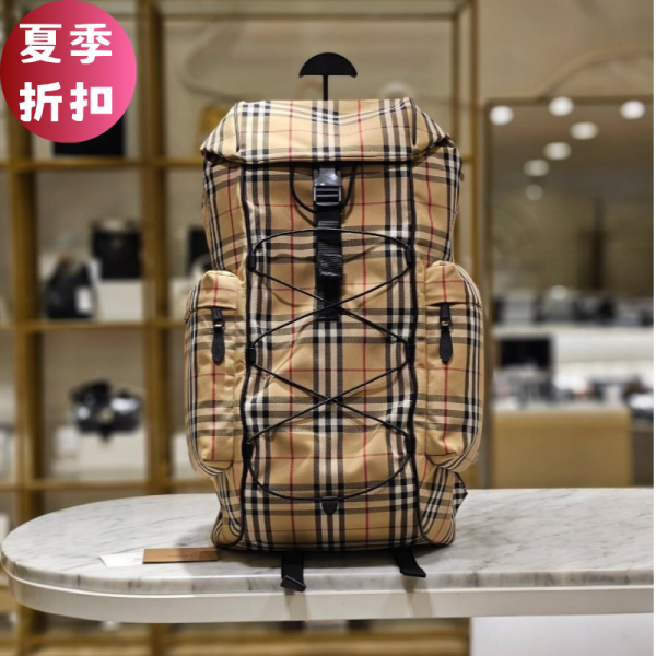 Burberry 80701191 Murray 格紋尼龍後背包 Burberry後背包, 格紋尼龍後背包, Burberry格紋包, 尼龍背包, 筆記型電腦隔層包, Burberry旅行背包。
