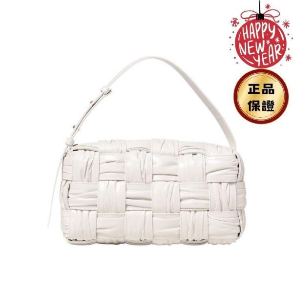 Bottega Veneta 717090 Brick 皺褶枕頭包  白色 Bottega Veneta, Brick, 皺褶枕頭包, 小羊皮, 白色, 義大利製造