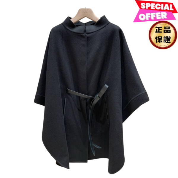 Loro Piana 雙層羊絨 Salzburg Cape 披肩  黑色 Loro Piana, Salzburg Cape, 羊絨斗篷, 大理石板灰, 結構化漏斗領, 義大利製造, 時尚單品